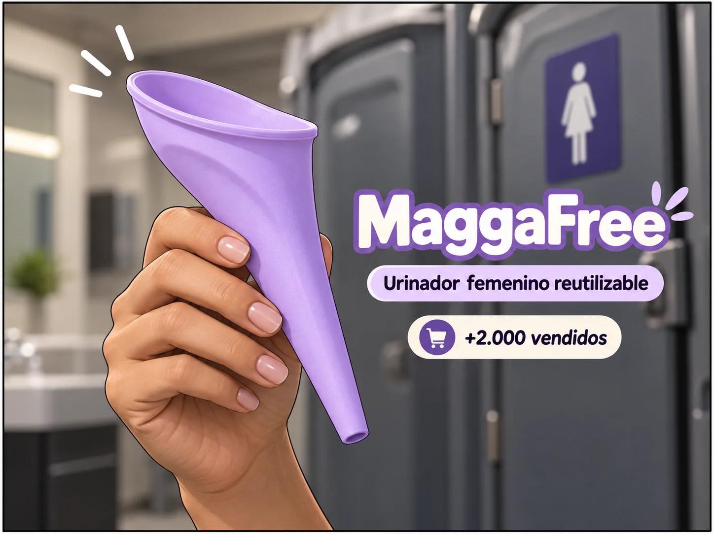 MaggaFree urinador femenino reutilizable color lila, más de 2000 unidades vendidas